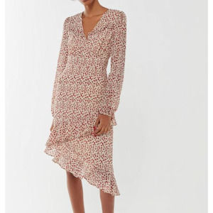 UO Caterina Chiffon Asymmetrical Ruffle Dress NEW Size XL